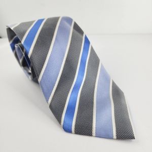 ERMENEGILDO ZEGNA Blue Stripe Silk Tie.